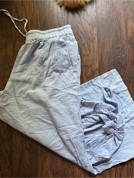 Pact Pants - Pact Light Blue Wide Leg Drawstring Pants